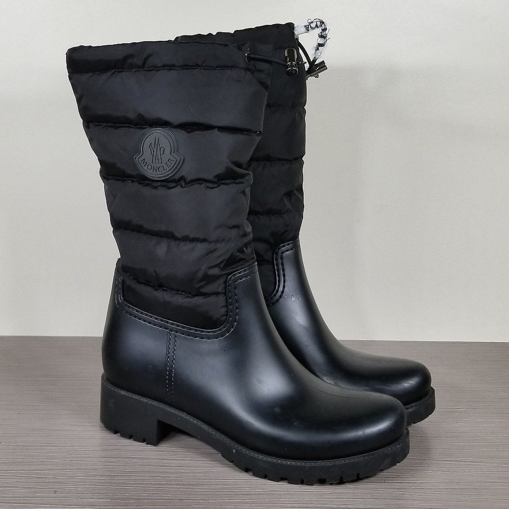 Moncler Ginette Insulated Rain Boots, Black, Womens Size 5 US / 35 EU